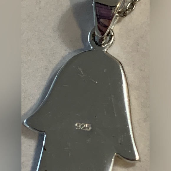 925 Sterling Silver Hamsa Pendant Necklace - Picture 3 of 3